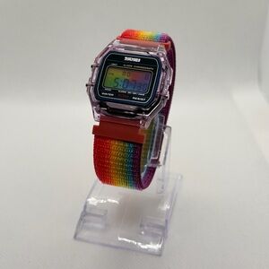 Digital Watch with Rainbow Strap